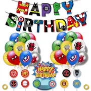 Superhero Theme Party Set Party Supplies Banner Toppers Balloons Kids Birthday Decoration