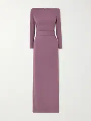 [Solace London] Solace London - Sabina Off-the-shoulder Stretch-crepe Maxi Dress - Purple - UK 14 UK 14 Purple