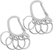 [Minkissy] 2pcs Multi Ring Keychain Clips Durable Carabiner for Keys Unisex Key Ring Organizer for Everyday Use and Various Occasions