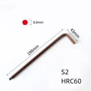 8mm Ball End Hex Key Wrench, L Shaped Long Arm S2 Steel Repairing Tool