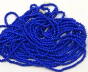Vintage Czech Glass Beads Opaque Medium - Dark Blue Partial Hank 10/0 Seed