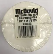 McDavid Paper Sleeve Athletic Tape WHITE - 1.5" x 12.5 yds (2 Pack)