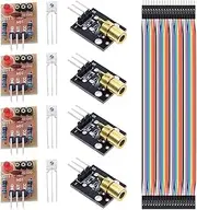 DAOKI 4PCS Laser Sensor Module Non-Modulator Tube Laser Receiver Module for Arduino with 4PCS KY-008 650nm Laser Transmitter Module, Dupont Cable
