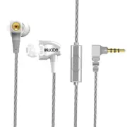 Dual Dynamic Drivers Wired Control Earphone Heavy Bass HIFI 3.5mm Jack In-ear Sport Headset With Mic SILVER COLOR