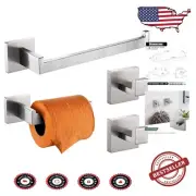 Contemporary 4-Piece Stainless Steel Bath Set - Towel and Robe Hooks Included