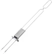 1Pc Reusable Stainless Steel BBQ Skewer Heavy Duty Barbecue Needle for Grilling Chicken Wings Lamb Legs Food Grade Unique Double Blade Design for Even Cooking
