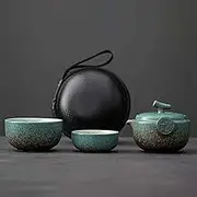 La cocina Ceramic Gongfu Travel Tea Set - Gorgeous Chinese Teapot Set with 2 Tea Cups, Portable Carrying Case…