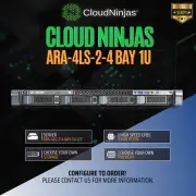 Cloud Ninjas ARA-4LS-2 4 Bay 1U Server AMD Ryzen 9 9900x DDR5 NVMe 2x 350W PSU