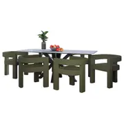 Avalon and Utah 6 Seater Ceramic Dining Set Green