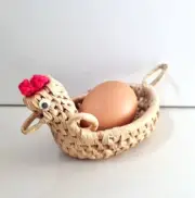 Chicken Rooster One Egg Basket Cup Weave Wicker Handmade Ornament Easter Toy Kid