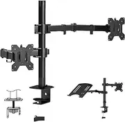 Dual Monitor Arm Desk Mount, Dual Monitor Stand Fits for 13-32 inch Computer Screen, Laptop Notebook Stand Fits Up to 17 inch, Fully Adjustable Weight Up to 22 lbs