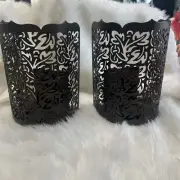 Set of 2 Metal PartyLite Candle Sconces Wall Mount With Candles Brown #3119L291