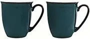 Denby - Greenwich Coffee Breakers Set of 2 - Dishwasher, Oven, Microwave, and Freezer Safe, 330ml (12cm x 10cm x 10cm) Green, White Ceramic Stoneware Tableware - Chip & Crack Resistant