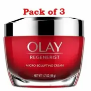 Olay Regenerist Micro Sculpting Cream Hydrating Skin Moisturizer 1.7oz Pack of 3