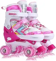 Roller Skates for Kids Girls Boys Beginners, 4 Size Adjustable Size with Light Up Wheels for Children