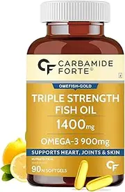 Carb.amide Forte Triple Strength Fish Oil 1400mg with Omega 3 900mg for Men & Women - Softgel Capsules 90 Count