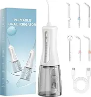 Water Flosser Oral Irrigator for Oral Care with 6 Tips 5 Modes 350mL Ultra Water Tank IPX7 Waterproof Rechargeable and Portable Cordless Deep Clean Teeth for Home &Travel