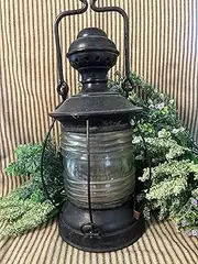 MEDIEVAL HANDICRAFTS STORE Vintage Kerosene Oil Lantern for Home & Ship Decor Camping, Outdoor, Indoor Decorative Gifted Item, 20 Inches, Black, US523
