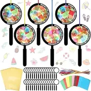 Motipuns 32 Sets Suncatchers Craft Kits DIY Christian Religious VBS Craft Stained Glass Effect Tissue Paper Kit for Sunday School Resurrection Window Art (Vbs Sunday School)