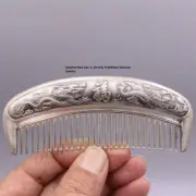 Solid S999 Fine Silver 999 Comb Dragon Phoenix Fu Hair Care Comb 57-58g 4.3inch