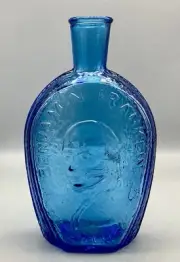 VTG 1970’s Wheaton Benjamin Franklin Blue Open Flask “Glass House” 7 1/2”