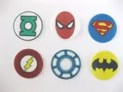 12 PRE CUT EDIBLE RICE WAFER PAPER CARD SUPERHERO CAKE PARTY TOPPERS