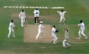 England batsman Alec Stewart edges a ball from Mushtaq Ahmed - Old Cricket Photo