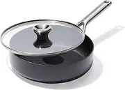 OXO Professional Hard Anodized PFAS-Free Nonstick, 3QT Saute Pan Jumbo Cooker with Lid, Induction, Diamond Reinforced Coating, Dishwasher Safe, Oven Safe, Black