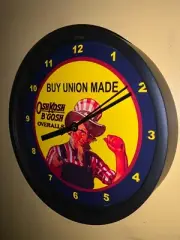Osh Kosh Work Clothes Uncle Sam Overalls Store Man Cave Clock Advertising Sign