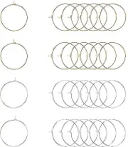 100 Pcs Golden/silver 25mm Wine Glass Charm Rings Wire Hoops Earring Beading Hoop For Diy