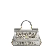 [Dolce & Gabbana] Dolce & Gabbana Small Sicily Tote Bag ONE SIZE SILVER