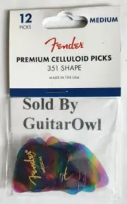 Fender Medium Rainbow Guitar Picks 351 celluloid 1980351102 NEW