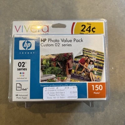HP Vivera 02 Photo Ink Value Pack 6 Cartridges 150 4X6 Paper 2008