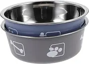 BESPORTBLE 2pcs Stainless Steel Pet Bowl Portable Dog Bowls Printed Dog Bowl -Slip Cat Bowls Pet Feeder Bowl Dog Food Bowl Dog Feeding Bowl Indoor Dog Bowl -Skid Dog Bowl Dog Feeder