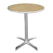 Cafe Table Round with Flip Top Aluminium & Ash Wood 600x720mm Bolero Nesting