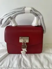DKNY ELISSA TOP HANDLE / SATCHEL LEATHER BAG IN RED