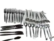 32Pc Lot Our Rose by Oneida Stainless Steel Knife, Salad Forks, Tea&Table spoon