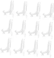 Cabilock 12pcs Easel Holders Clear Display Stands for Photos Plates and Artworks Lightweight and Stable for Home Kitchen and Business Use Modern Design