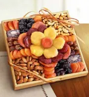Ever Blooming Sympathy Fruit & Nuts Crate-Distinctive Fancy Flower Symbol Gift