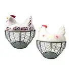 Chicken Egg Basket Cute Metal Wire Chicken Egg Storage Basket for Countertop