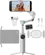 Insta360 Flow 2 PRO Gimbal Stabilizer for Smartphone, AI Tracker Bundle, 3-Axis Stabilization, Built-in Tripod, Deep Track 4.0 Auto Tracking Phone Stabilizer Creator- Gray
