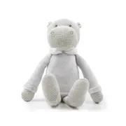 The Peanutshell Hippo Plush Knitted Cotton Soft Animal Baby Toy 35cm Grey 0+