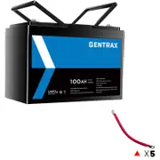 Gentrax 12V 100Ah Lithium Battery + 5* 2AWG 0.2m Connector Cable M8 and M10 Lug