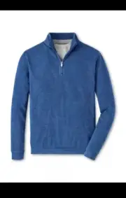 Peter Millar Slub Knit Quarter- Zip Pullover Lightweight Cotton Long Sleeve XL