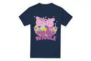 Peppa Pig Mens Piggle Wiggle Mummy Pig Daddy pig T-Shirt (Navy) - UTTV5151