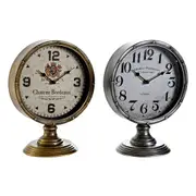 Table Clock Dkd Home Decor Golden Silver Metal Crystal Vintage 20.5 x 13.5 x 28 Cm 2 Units