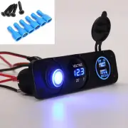 LED Digital Display Voltmeter Rocker Switch Panel USB Charger Cigarette Lighter (for: Jeep)