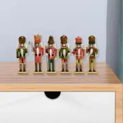 6 Pieces Christmas Nutcracker Figures Wooden Nutcrackers Photo Props Puppet Xmas