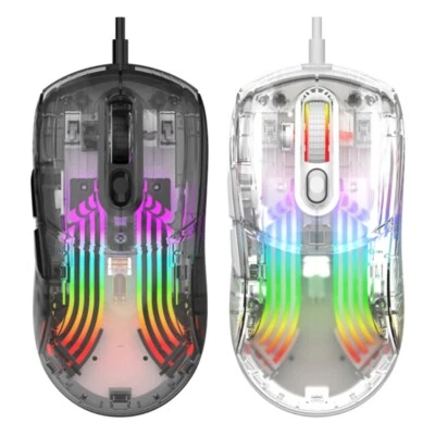 Transparent Gaming Mouse Wired Game Mouse RGB 6-gear 1200-7200DPI Adjustment USB