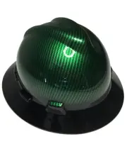 Hydro Dipped MSA Full Brim VGuard Hard Hat Green Kandy Carbon Fiber W/Black Brim